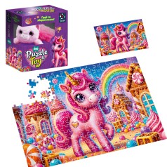 Пазлы с мягкой игрушкой "De.tail. Розовый единорог" 260 деталей