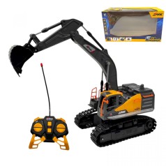Спецтехника на радиоуправлении "Экскаватор", подсветка, акум. 3.7V, USB-кабель, пульт 40 MHz, масштаб 1:24, гусеничный ход, автоматическое движение ковша, подвижная платформа с трещоткой, в коробке