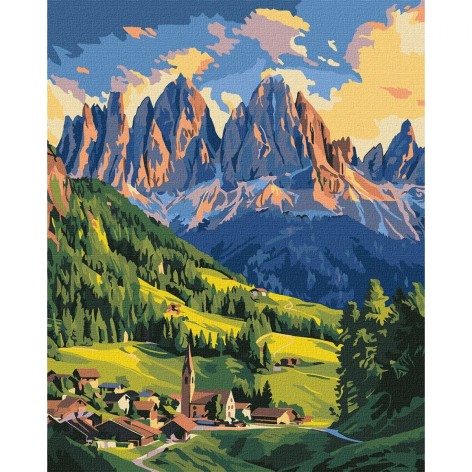 Картина по номерам "Рассвет в Доломитах" 40х50см