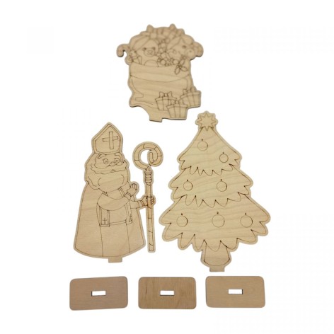 Деревянные украшения 3 фигурки в наборе.