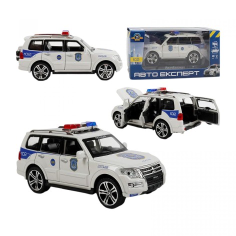 Машина "Полиция", масштаб 1:32, свет, звук, инерция, открывается дверь, багажник, капот, в коробке