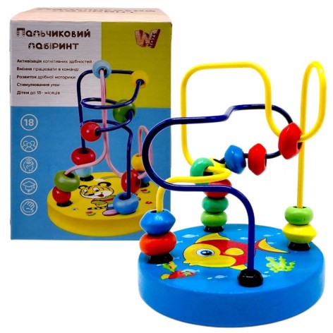 Пальчиковый лабиринт WToys, деревянный, в коробке (ГОЛУБОЙ)