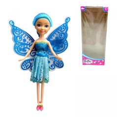 Кукла 22см фея с крыльями (ГОЛУБАЯ)