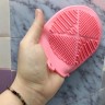 Силіконова мочалка-рукавичка для купання, рожевий