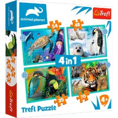 Пазлы  4в1 "Загадочный мир животных"