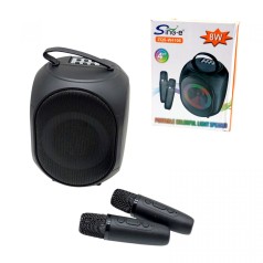 Караоке 2 микрофона, подсветка, встроенный аккумулятор, Bluetooth, слот для TF-Card, разъем type-С, USB-разъем, AUX-разъем, изменение голоса, регулировка громкости, в коробке