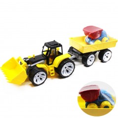 Игровой набор "Трактор с прицепом" (желтый)