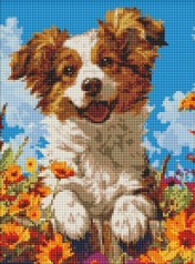 Алмазная мозаика - "Собака в цветах" ©art_selena_ua, 30х40см