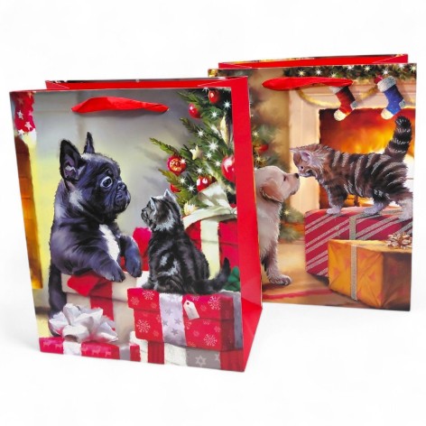 Пакет паперовий LARGE XMAS Dog 26x12,7x32,4, 210gsm, асорті