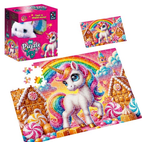 Пазлы с мягкой игрушкой "De.tail. Единорожка" 260 деталей