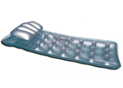 Пляжный надувной матрас с подушкой (серебристый)