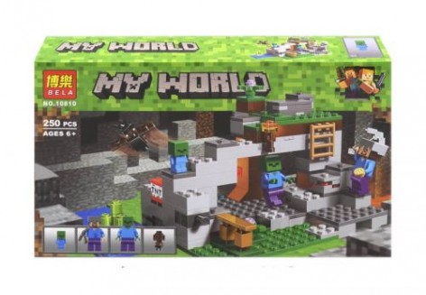 Уценка. Конструктор "My World Minecraft: Пещера зомби", 250 дет - чуть примята коробка