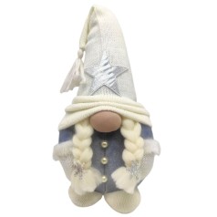 Мʼяка іграшка "Скандинавский гном", Hand Made (висота 28 см),  дівчинка (БІЛИЙ)