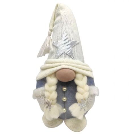 Мʼяка іграшка "Скандинавский гном", Hand Made (висота 28 см),  дівчинка (БІЛИЙ)