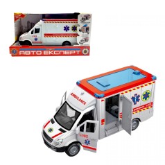 Машинка "Скорая помощь", ОСВУЧ УКР ЯЗЫКОМ, инерция, звук, подсвеч, стихи, песни, двери, и крыша открываются, в коробке