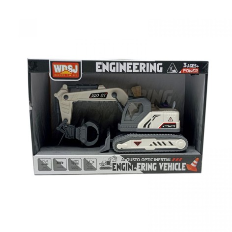 Спецтехника подсветки, звуки, на батарейках, механический манипулятор с захватом, вращающаяся платформа, в коробке