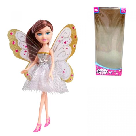 Кукла 22см фея с крыльями (СЕРЕБРЯНАЯ)