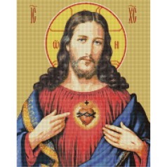 Алмазная мозаика "Сердце Иисуса", 40х50 см