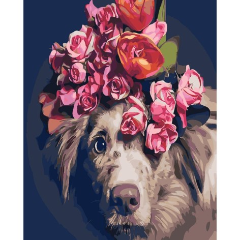 Картина по номерам "Мордочка с цветами"