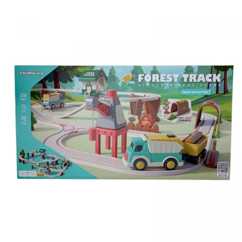 Трек 62 элемента, магнитное соединение, грузовик, 2 прицепа, 2 груз, на батарейках, трек, аксессуары, в коробке