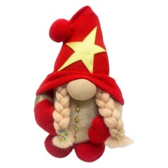 Мʼяка іграшка "Скандинавский гном", Hand Made (висота 26 см), дівчинка (ЧЕРВОНИЙ)