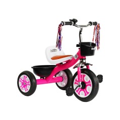 Велосипед 3-х колісний LM-1404 "Best Trike" (1) РОЖЕВИЙ, піно колесо, металева рама, дзвіночок, 2 кошики, переднє d=26 см, заднє d=20, в коробці