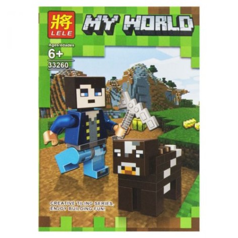 Уценка. Конструктор "My World: Minecraft Корова" 4 - немного грязная упаковка