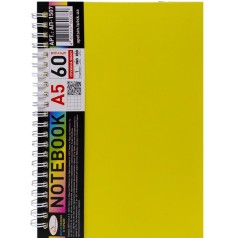 Блокнот А5, 60 л., пластик, 1 раздел., пружина сбоку (микс цветов)