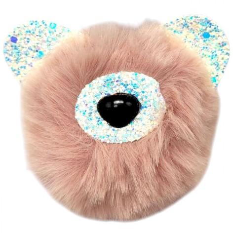 Брелок Мишка ушки с блестками (ПУДРОВЫЙ)