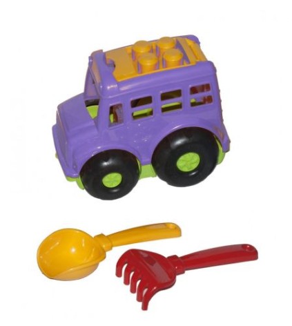 Автобус "Бусик №1" + лопатка та грабельки (фіолетовий)