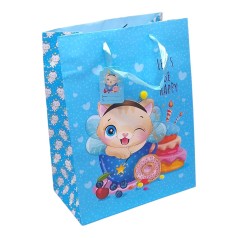Пакет паперовий подарунковий Happy Birthday Котик 30х40х17см