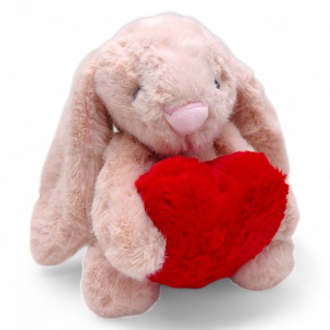 Мягкая игрушка "Зайка с сердцем" 23 см (Розовый)