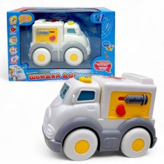 Машинка музыкальная "Скорая помощь", свет, мелодии, песни, инерция, в коробке