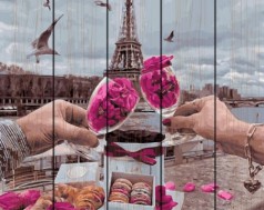 Картина по номерам на дереве "Романтика Парижа"