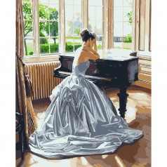 Картина по номерам "Девушка возле рояля" ★★★★
