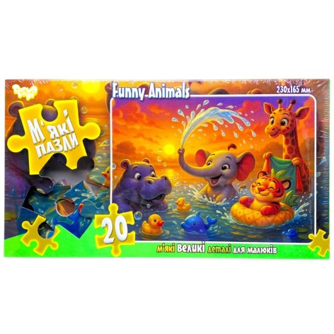 МЯГКИЕ ПАЗЛЫ 20 ЭЛЕМЕНТОВ (ЗВЕРИ НА ВОДЕ)