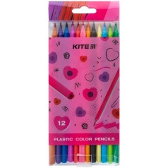 Карандаши цветные пластиковые, 12шт Kite Heart