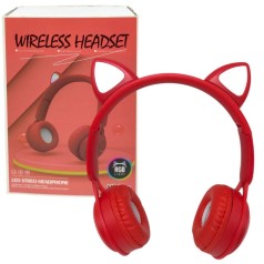 Наушники беспроводные, подсветка, Bluetooth, (КРАСНЫЕ)