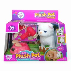Улюбленець “Котик Plush Pet” на батарейках, звук, рух лапками, головою і хвостиком, мисочка, фен, гребінець, кісточка, в коробці  (вид 1)