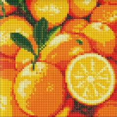 Алмазная мозаика без подрамника "Сочный апельсин" 20х20 см