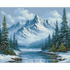 Алмазная мозаика "Морозное дыхание леса" 40х50 см