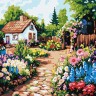 Картина за номерами "Квіти біля хатини" 30х30 см
