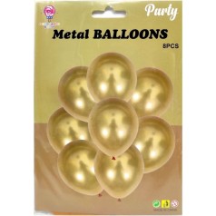 Набір латексних кульок, металік 8шт, 30 см (золотий)