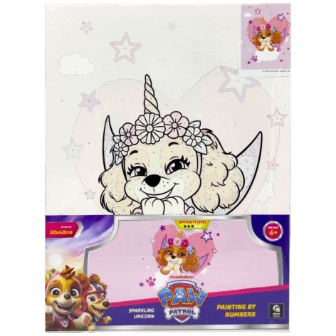 НАБОР ДЛЯ РОСПИСИ ПО НОМЕРАМ 30Х40 СМ "Блестящая Единорожка Песик"