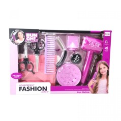 Набор парикмахера QY 004 (36) функциональный фен и 2 насадки, расческа, ножницы, пояс для инструмента, в коробке