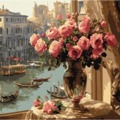 Картина по номерам "Розы в Венеции" 40x40 см