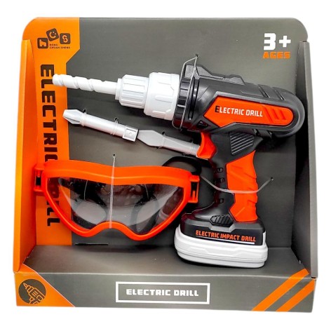 Дрель с очками на батарейках коробка (24*5,8*23 см)