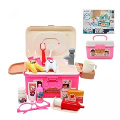 Набор врача "Doctor Medical", 20 элементов, помповая закачка, цвет розовый, в коробке.