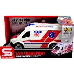 Машина инерционная "Скорая помощь" (озвучена, со светом, в коробке р.24x11,2x12,2 см)