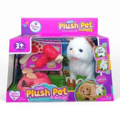 Улюбленець “Котик Plush Pet” на батарейках, звук, рух лапками, головою і хвостиком, мисочка, фен, гребінець, кісточка, в коробці  (вид 3)